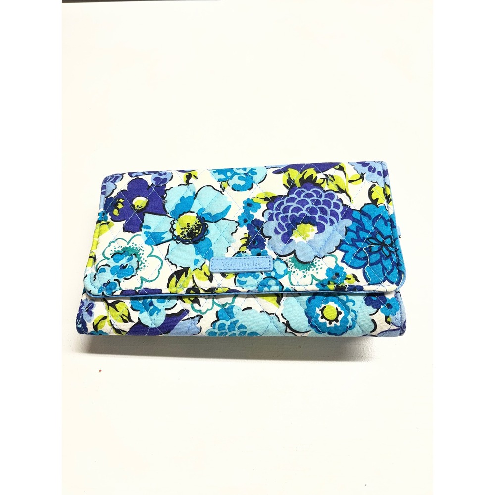 Vera Bradley All In One Crossbodyโ Wallet Blue Green Floral Quilted Cotton